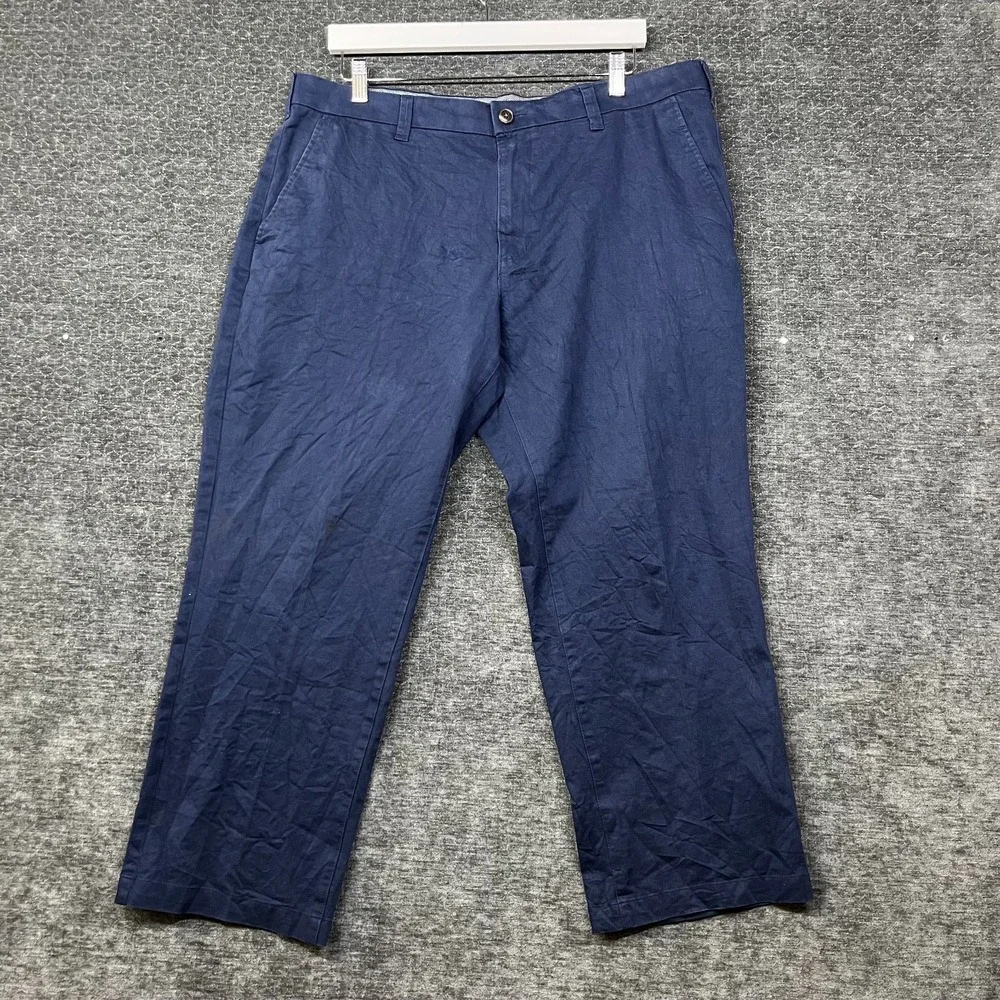 Haggar Chino Pants Men 38X29 Navy Blue Good Stretch Classic Fit Flat Front